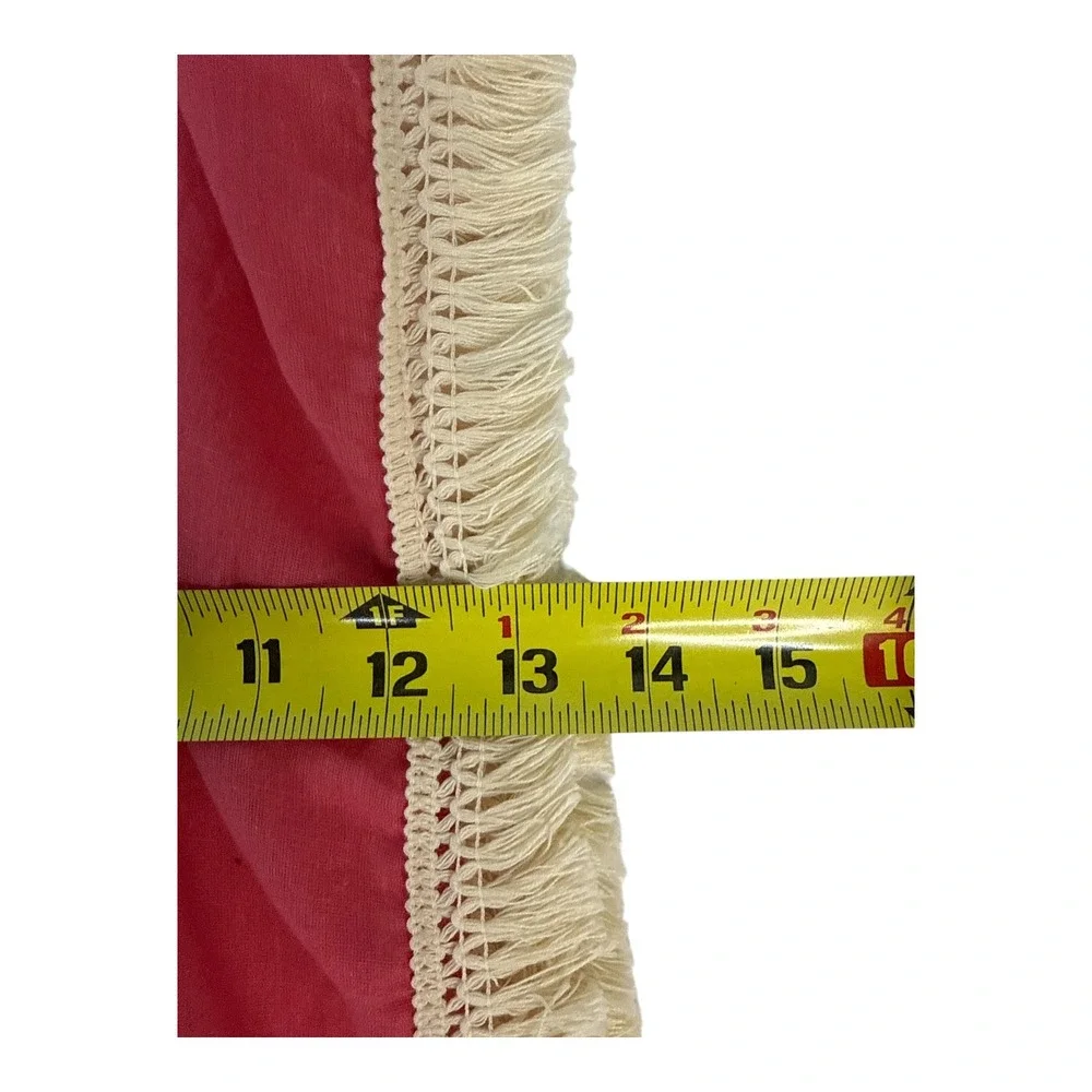 Natural Life Cotton Gauze Wrap Scarf Raspberry Fringe Boho Coquette